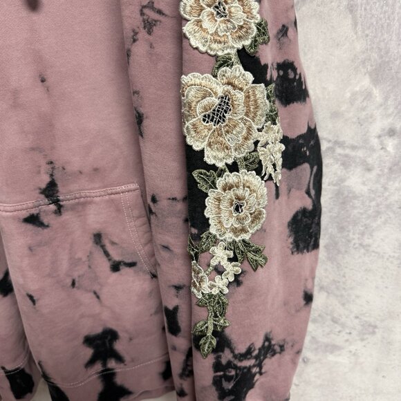 Civil Regime Hoodie Sweatshirt Mens XL 26.5x29.5 Tie Dye Embroidered Floral - Picture 4 of 10